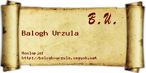 Balogh Urzula névjegykártya